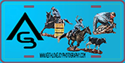 License plate with rodeo events